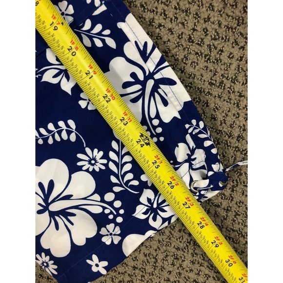 Outlook Womens Pants 1 Blue Floral Hawaiian Crop Capri Cargo Pockets Tie Hem - Picture 9 of 12